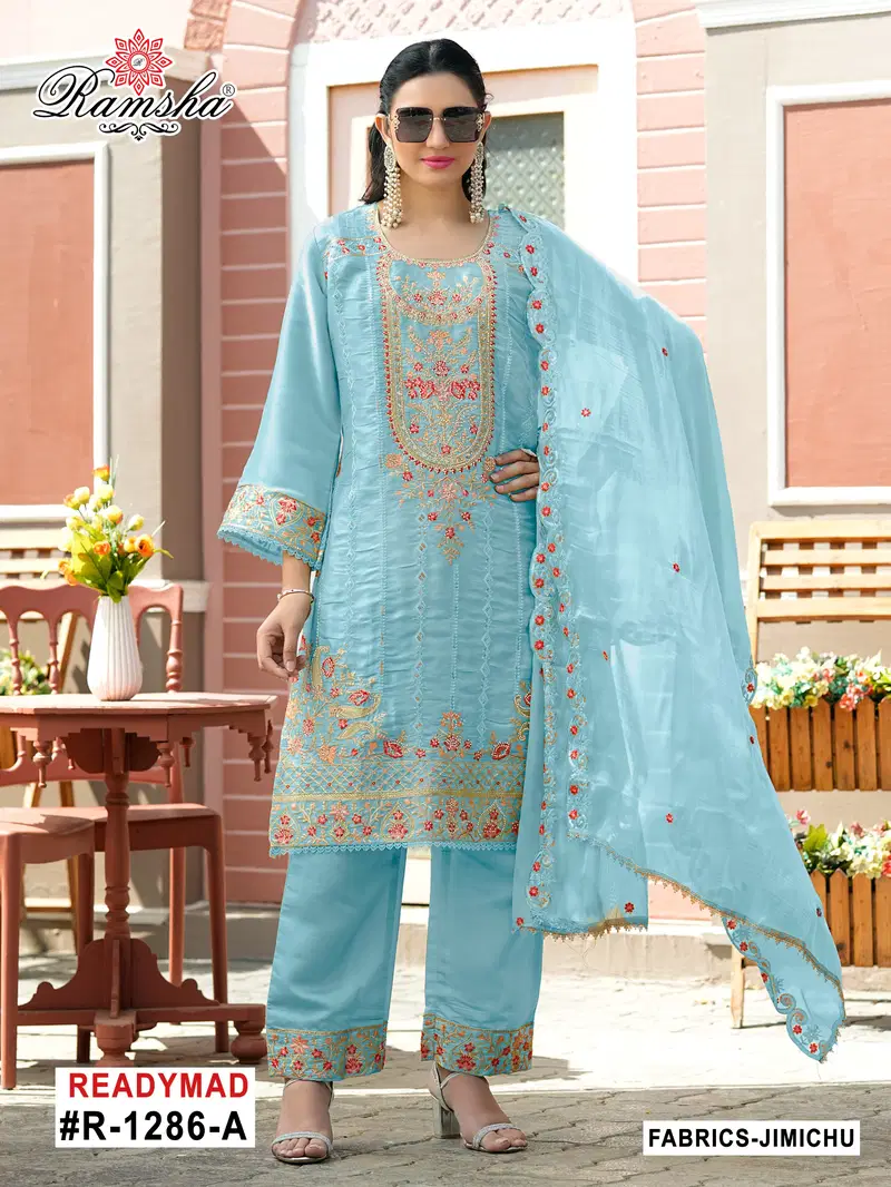 R 1286 Nx By Ramsha Jimi Choo Pakistani Readymade Suits Wholesale Market In Surat